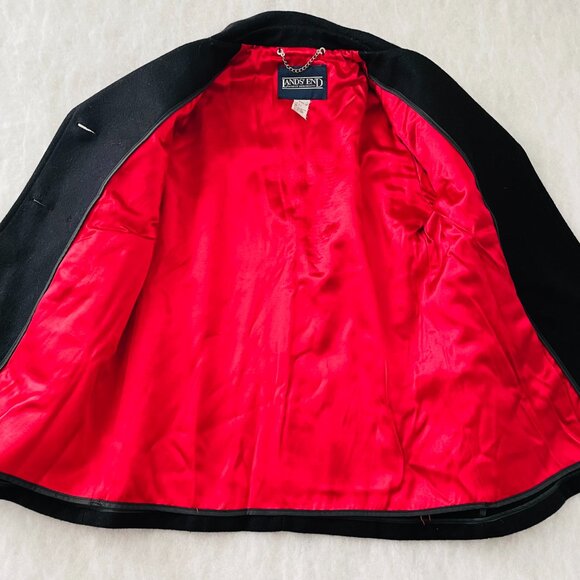 Vintage Lands' End Womens Black Classic Wool Blend Double Breasted Pea Coat Sz10 - Picture 3 of 11